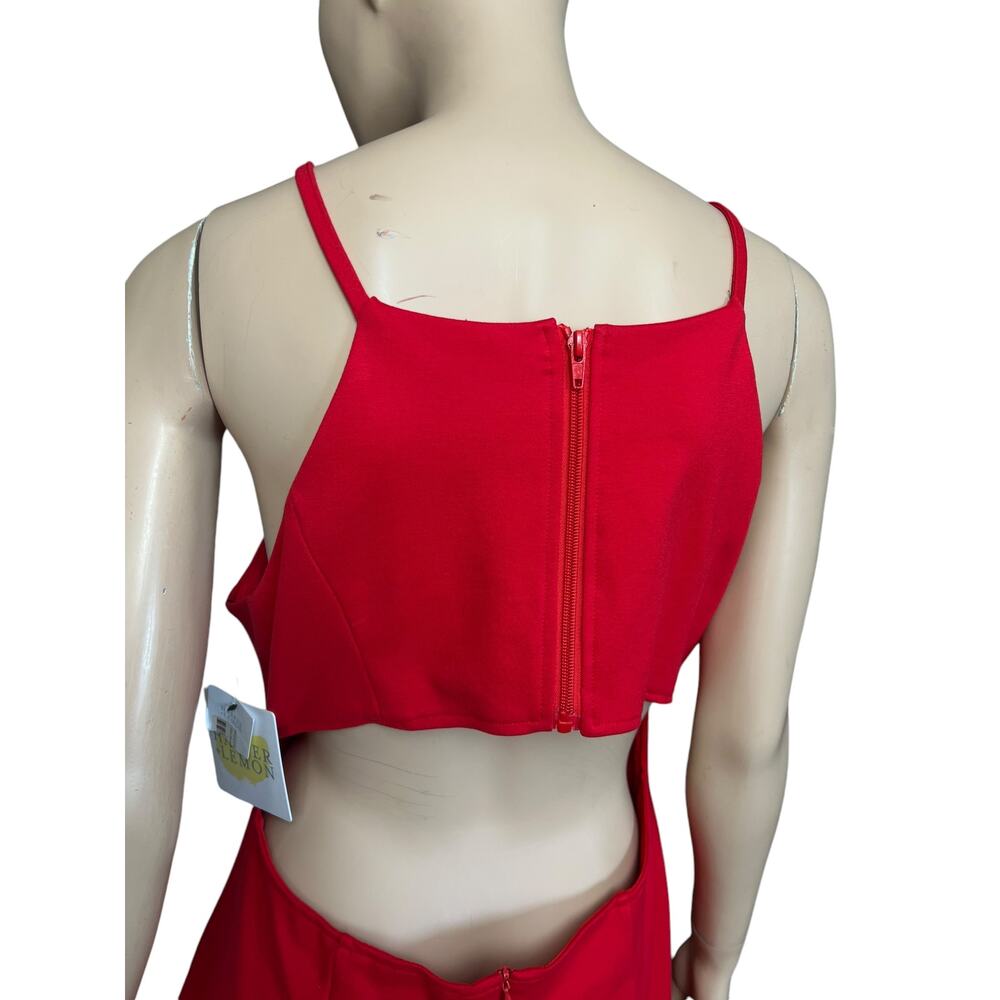 New Harper & Lemon Red Bodycon Dress Size Large Sleeveless Zipper Back Closure - Picture 3 of 11
